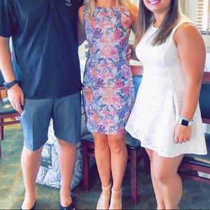 Floral purple and pink dress with zip back